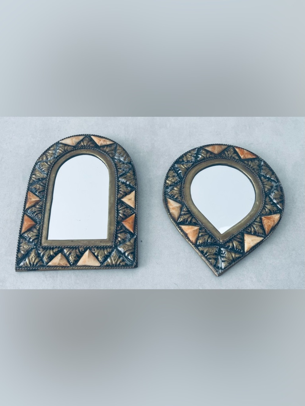 2 Hand Crafted New Morrocan Petit mirrors.